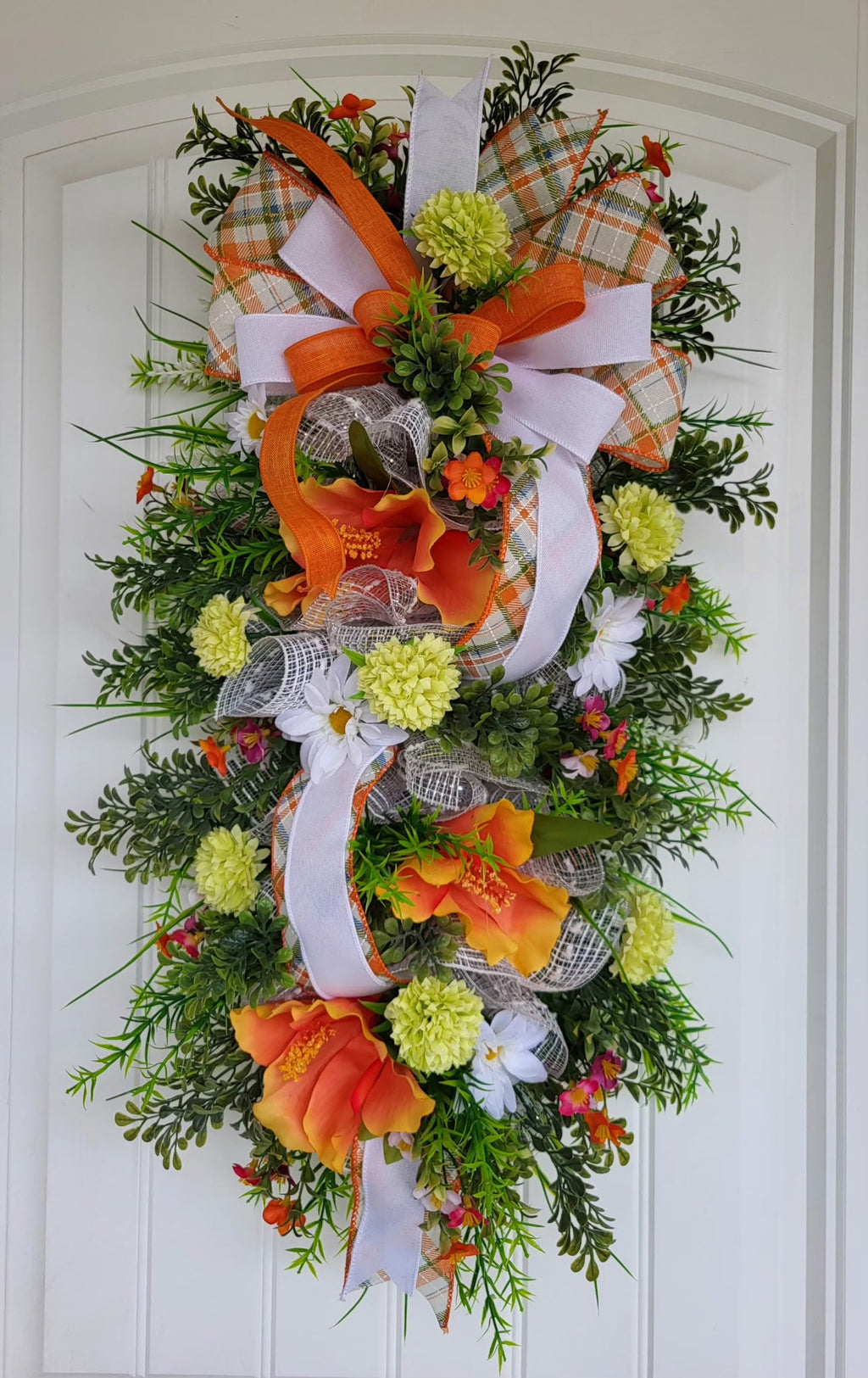Orange hibiscus door hanger