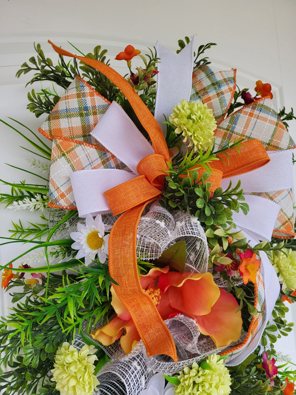 Orange hibiscus door hanger