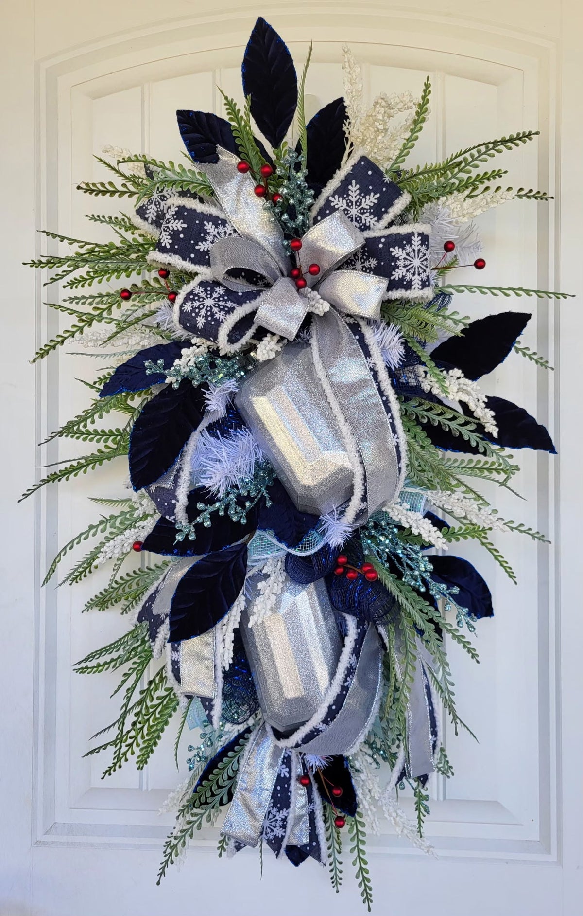 Blue and Silver Door Swag
