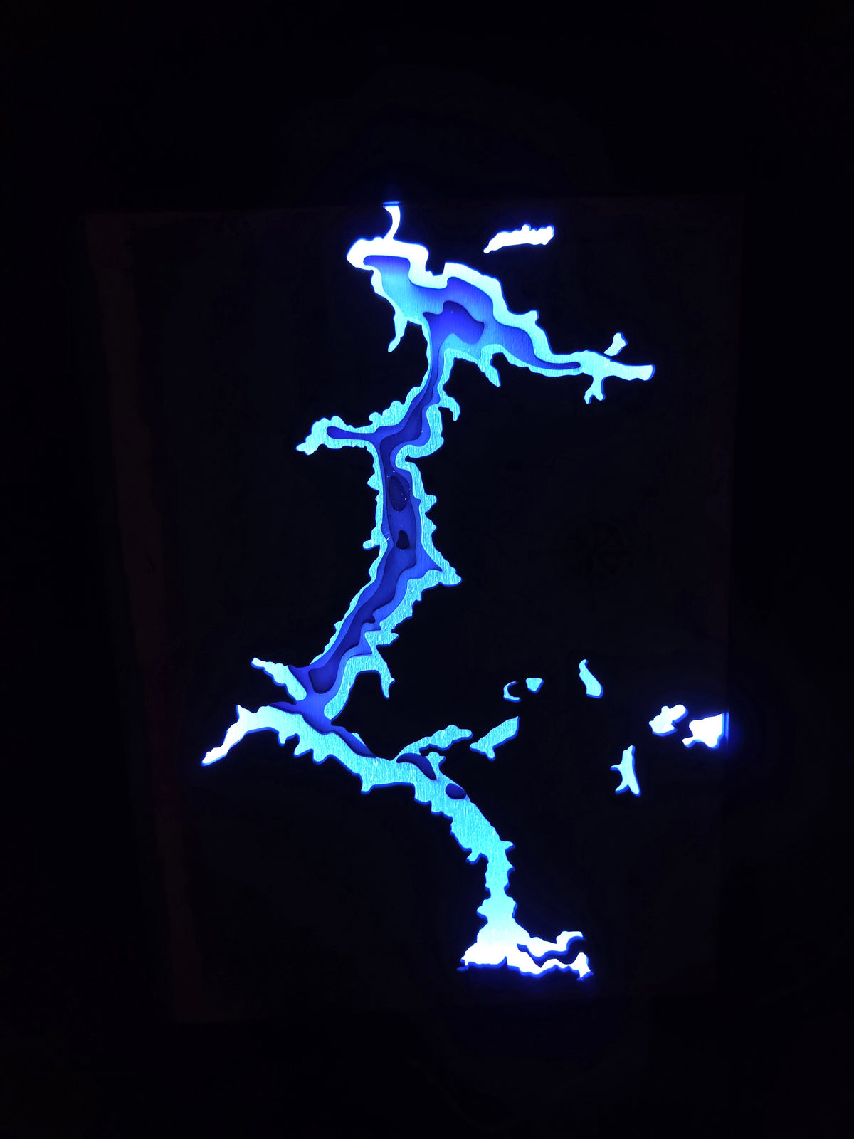 Lighted Lake Coeur d'Alene Depth Map | Handcrafted Wooden Topographic Art