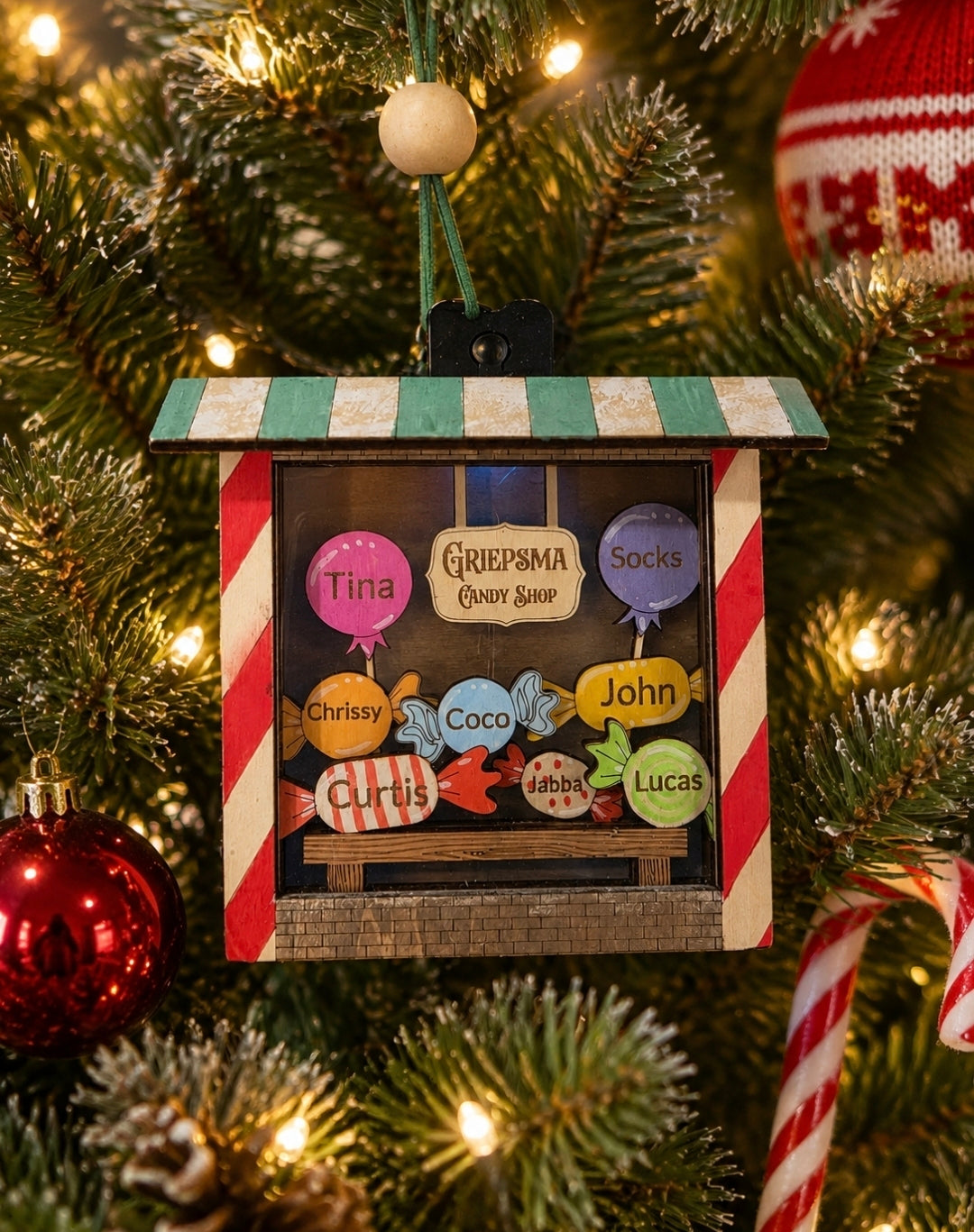 Lighted Personalized Candy Store Christmas Ornament | Sweet Shop Holiday Keepsake