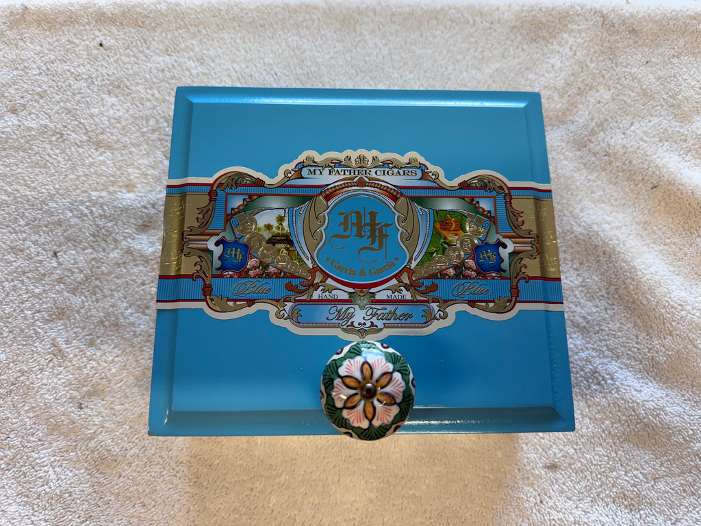 Baby blue cigar box - jewelry/keepsake box