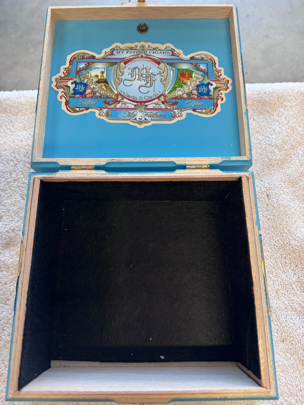 Baby blue cigar box - jewelry/keepsake box