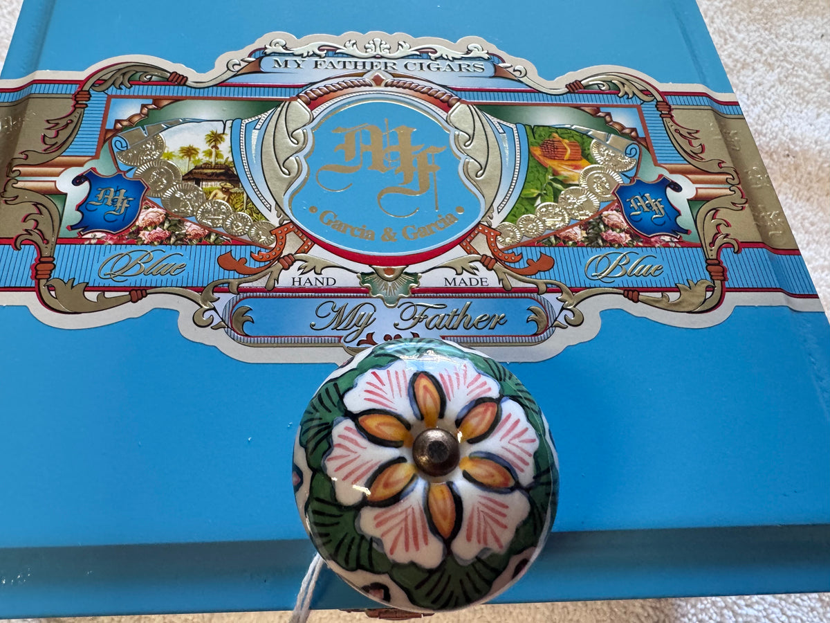 Baby blue cigar box - jewelry/keepsake box