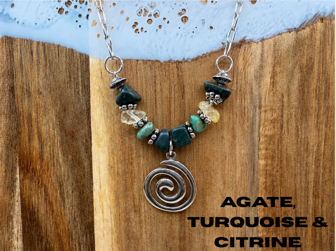Natural Stone Charm Necklaces