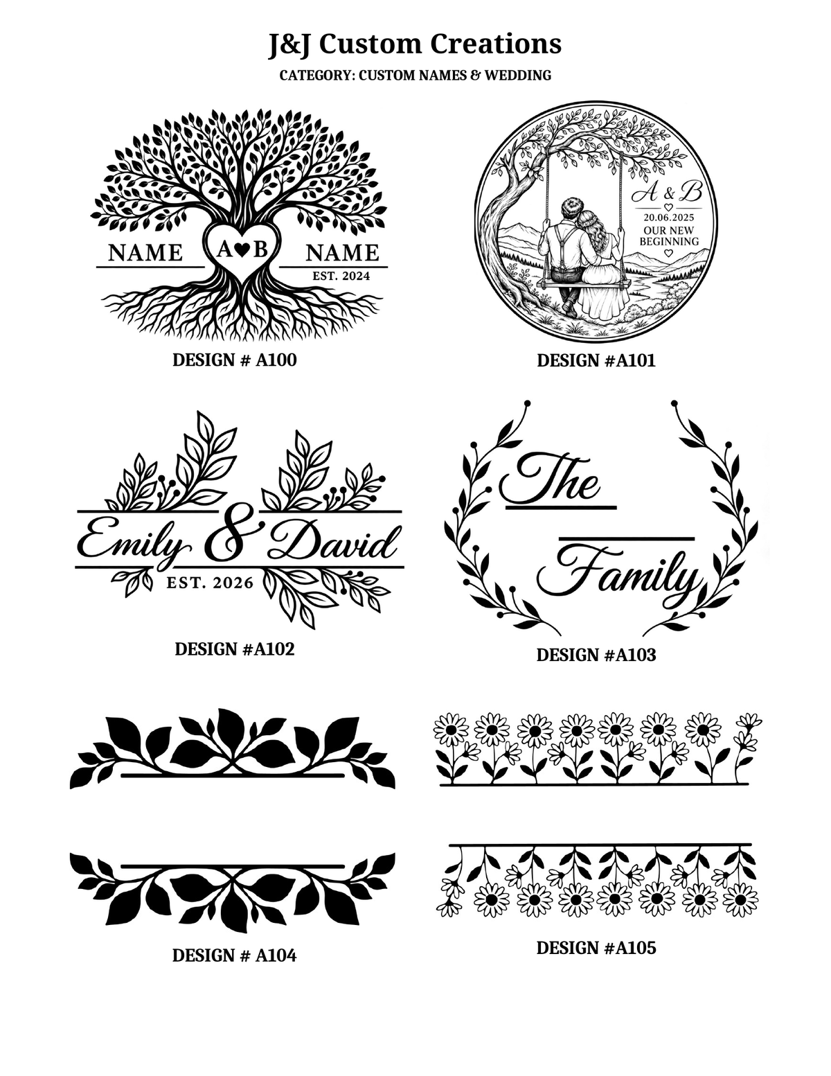 Custom Names & Wedding Laser Engraved Cutting Boards – Choose Your Design
