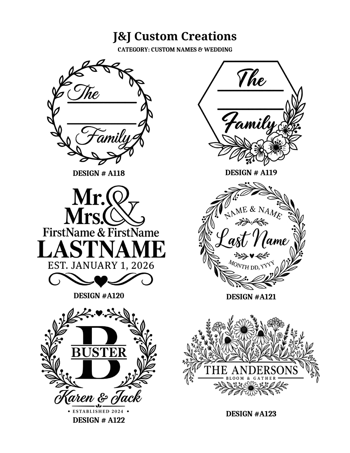 Custom Names & Wedding Laser Engraved Cutting Boards – Choose Your Design