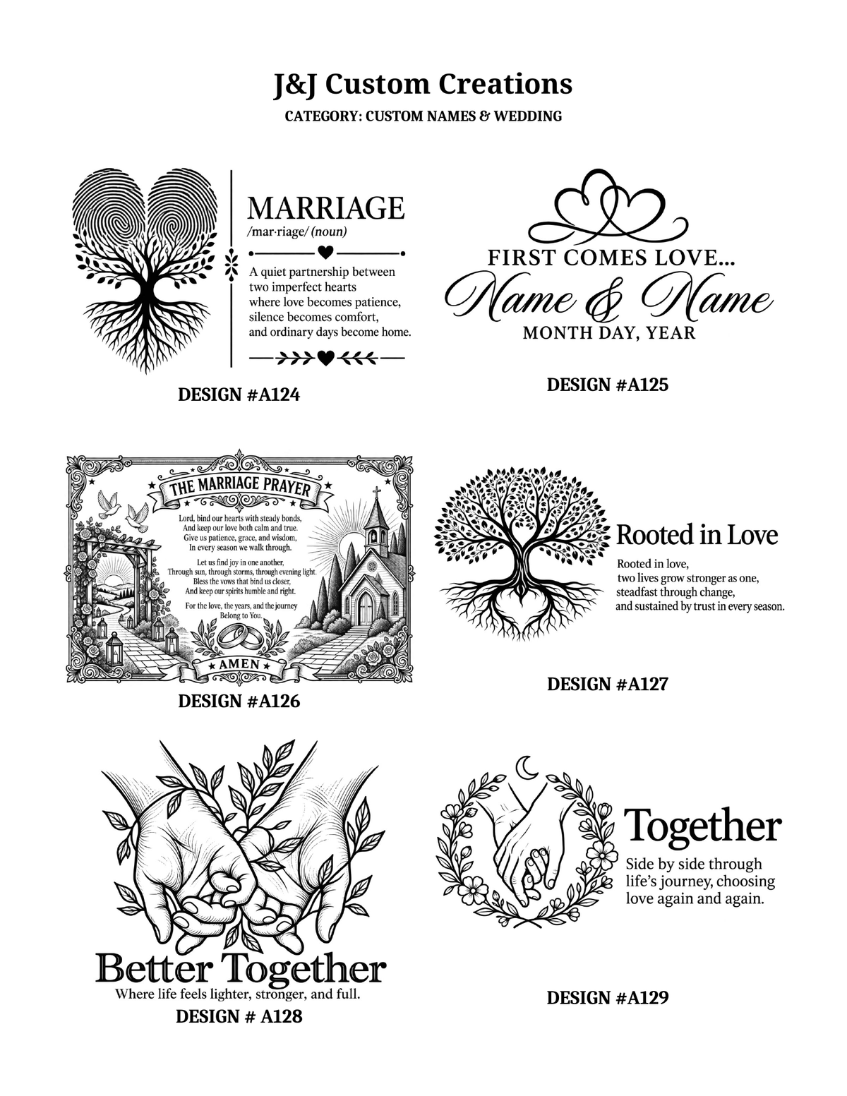 Custom Names & Wedding Laser Engraved Cutting Boards – Choose Your Design