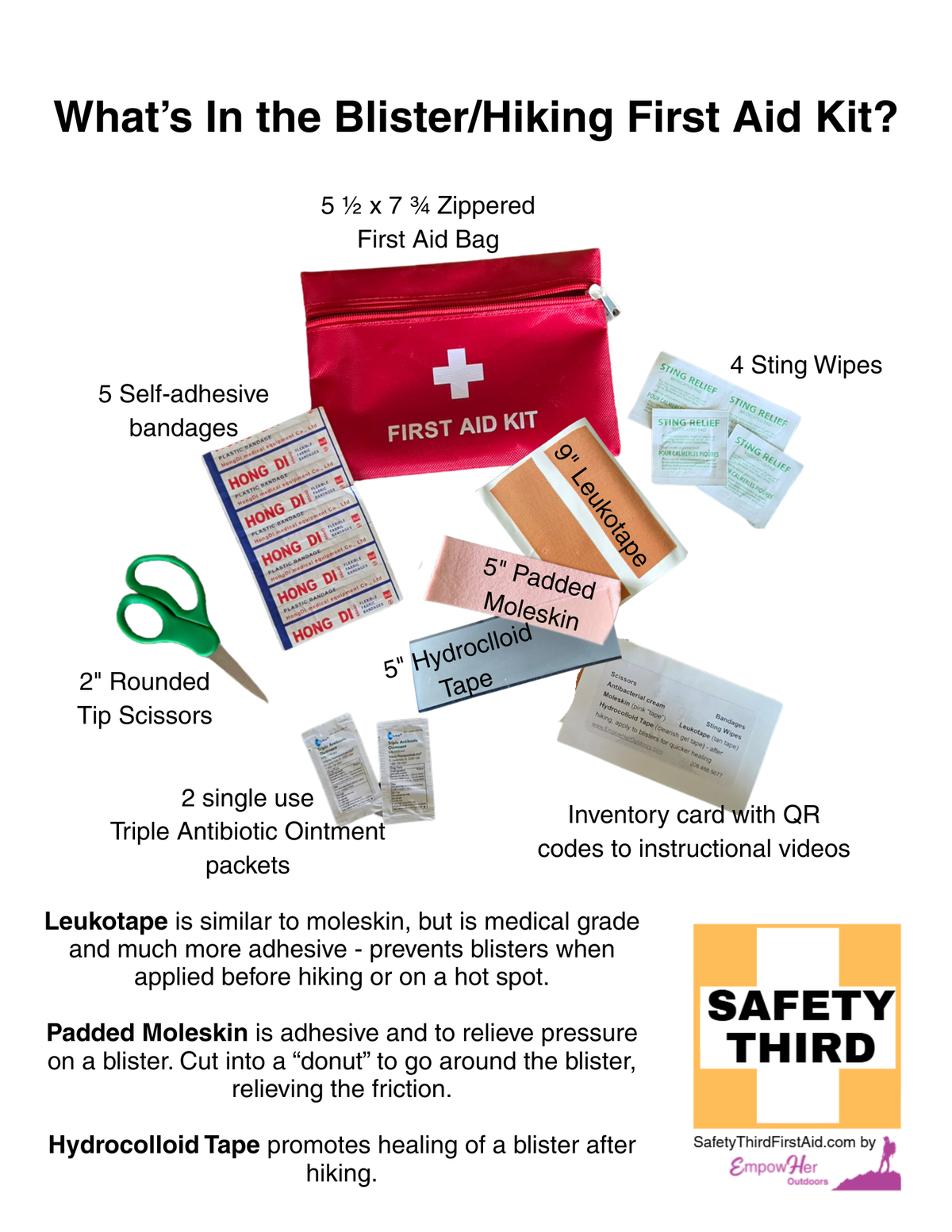 Day Hiking First Aid Kit - Foot and Blister Care Kit