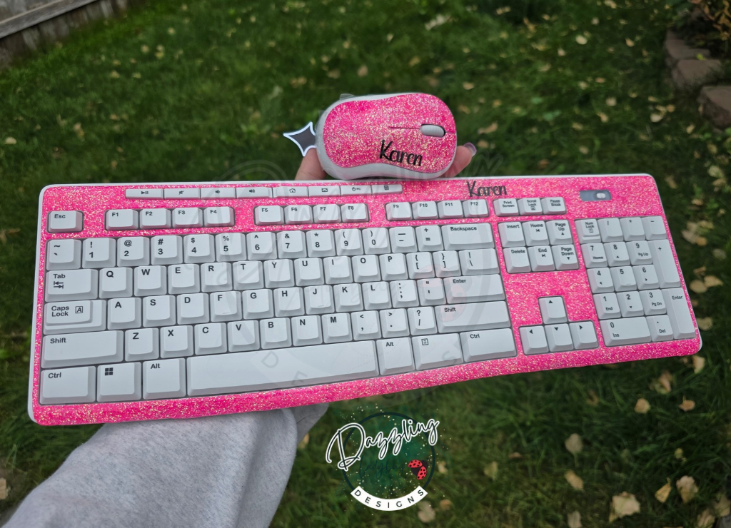 Custom Glitter Wireless Keyboard: Personalized Name/Design