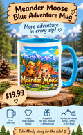 Meander Moose Blue Adventure Mug – 15 oz