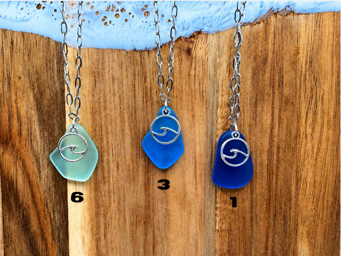 Tumbled Sea Glass Wave Necklaces
