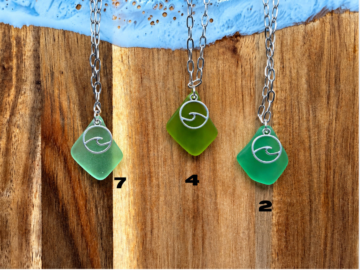 Tumbled Sea Glass Wave Necklaces