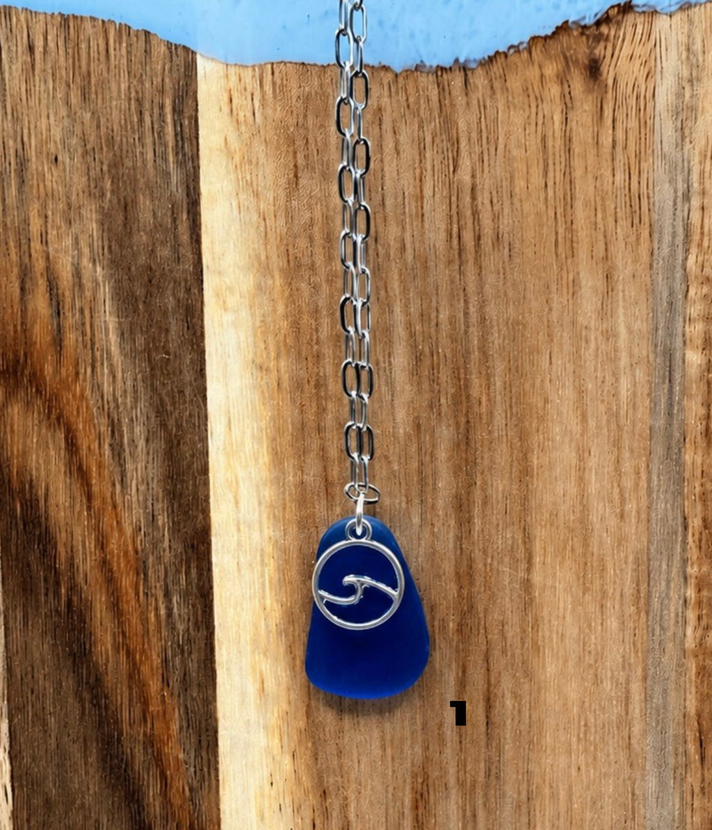 Tumbled Sea Glass Wave Necklaces