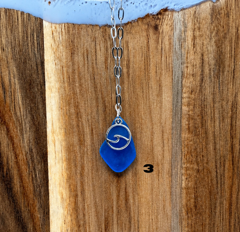 Tumbled Sea Glass Wave Necklaces