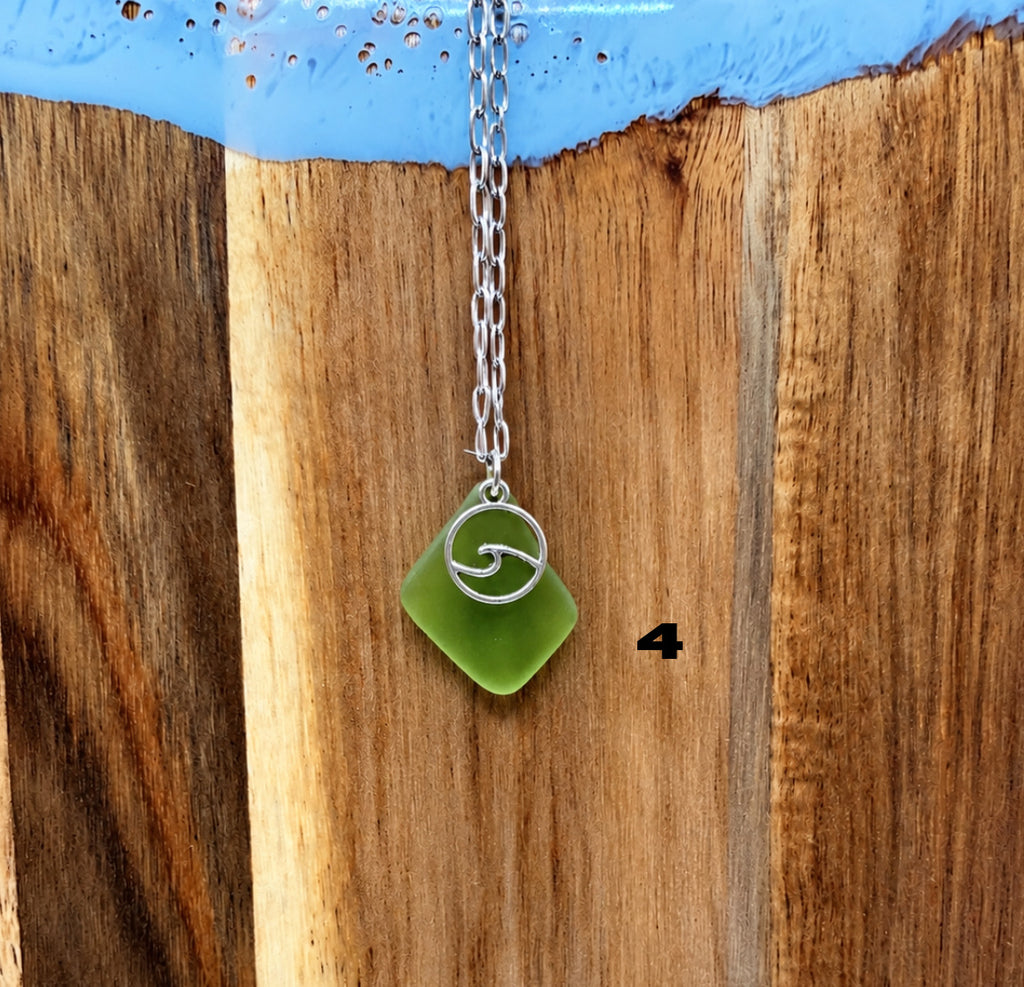 Tumbled Sea Glass Wave Necklaces
