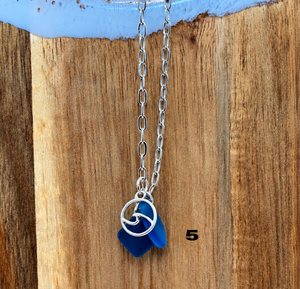 Tumbled Sea Glass Wave Necklaces