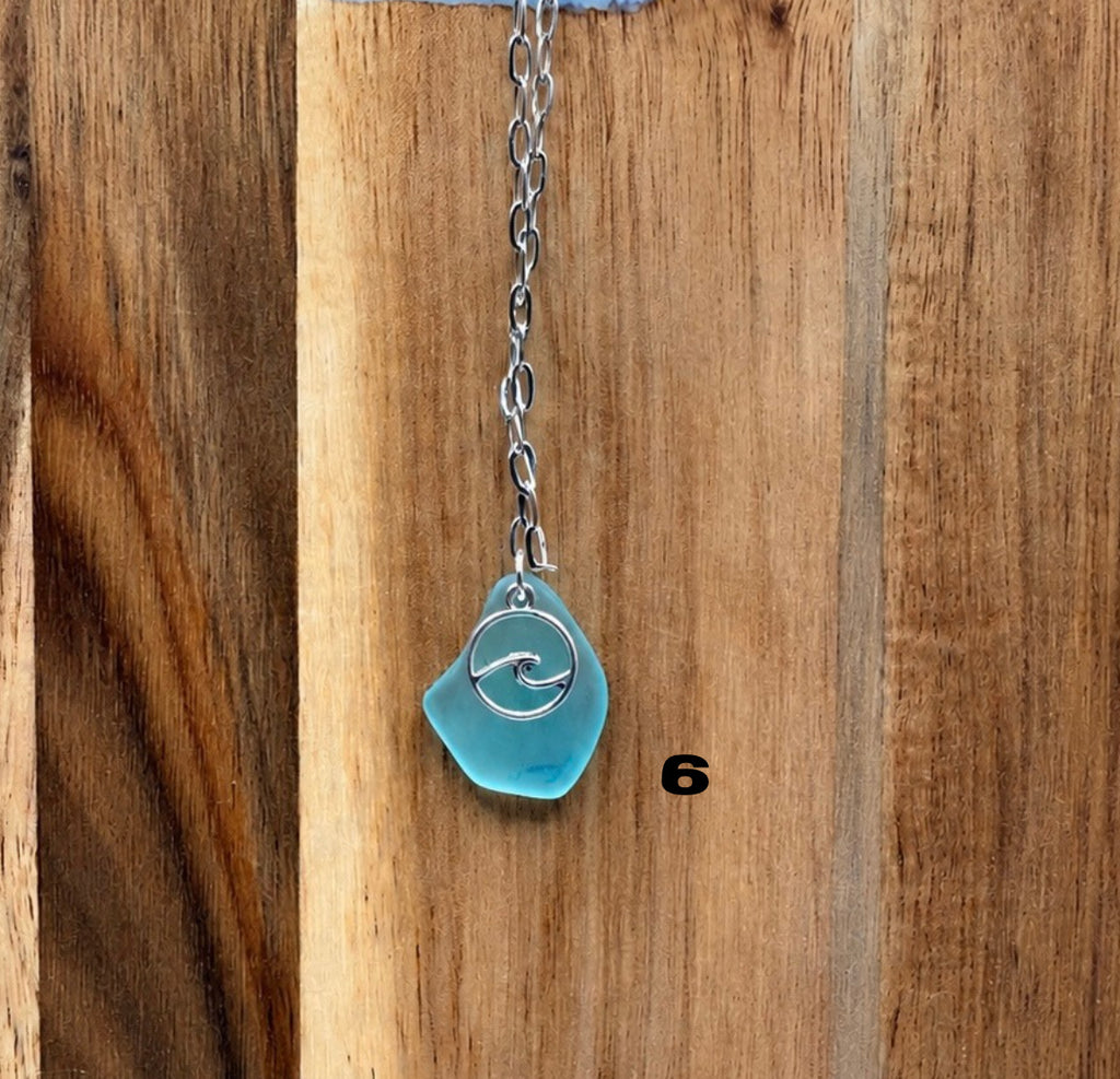 Tumbled Sea Glass Wave Necklaces