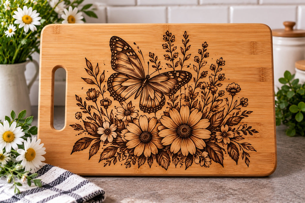 Spring &Flowers Laser Engraved Cutting Boards – Choose Your Design